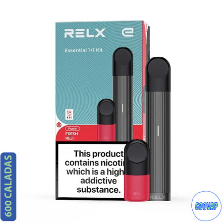 Vaper Recargable Relx Start Kit Essential + Recarga Black Fresh Red 600 Caladas 18 mg